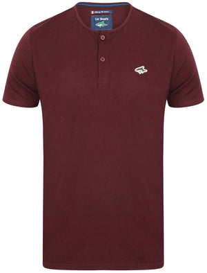 Cook Cotton Jersey T-Shirt with Henley Neckline in Wine Tasting - Le Shark