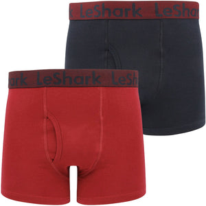 Cromwell (2 Pack) Sports Boxer Shorts Set in Rumba Red / Navy - Le Shark