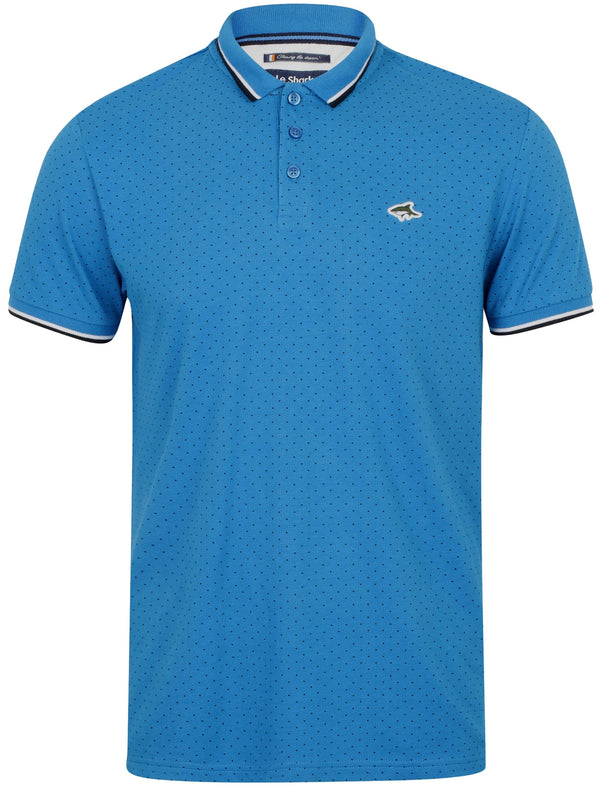 Crossley Polkadot Pique Polo Shirt In Bright Sky - Le Shark