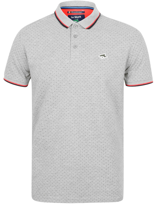 Crossley Polkadot Pique Polo Shirt In Light Grey Marl - Le Shark
