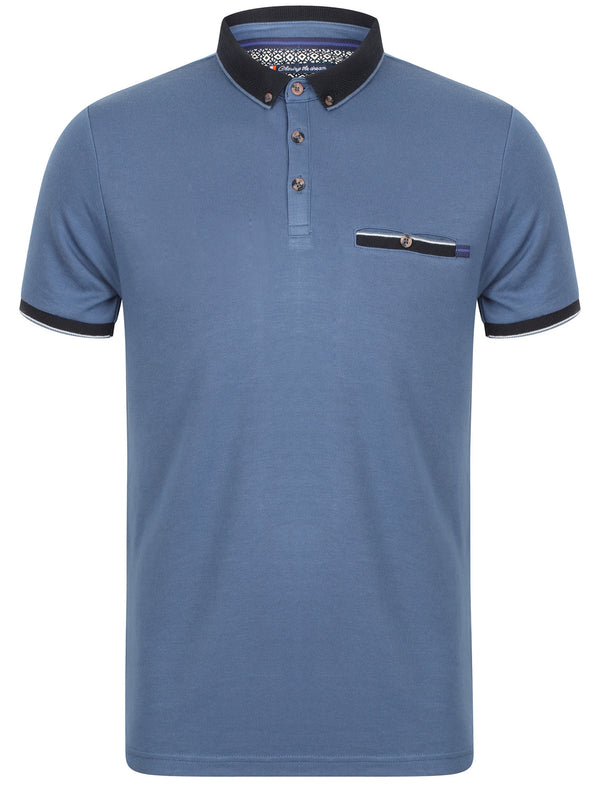 Cullum Pique Polo Shirt In Bijou Blue  - Le Shark