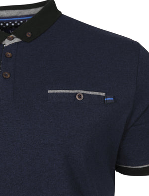 Cotton Polo Shirt in True Navy / Black Marl - Le Shark