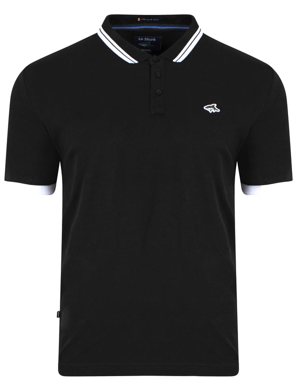 Dobins Piqué Polo Shirt in Black - Le Shark