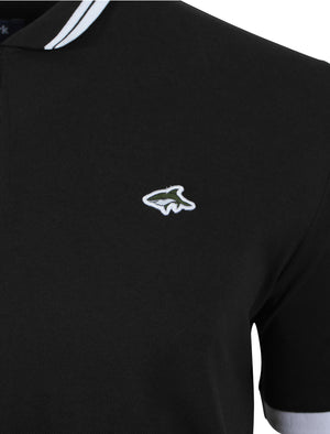 Dobins Piqué Polo Shirt in Black - Le Shark