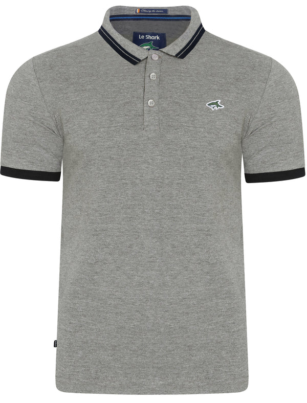 Dobins Piqué Polo Shirt in Light Grey Marl - Le Shark