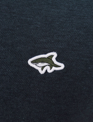 Drayton Cotton Pique T-Shirt with Racer Stripe Sleeves In Vintage Indigo - Le Shark