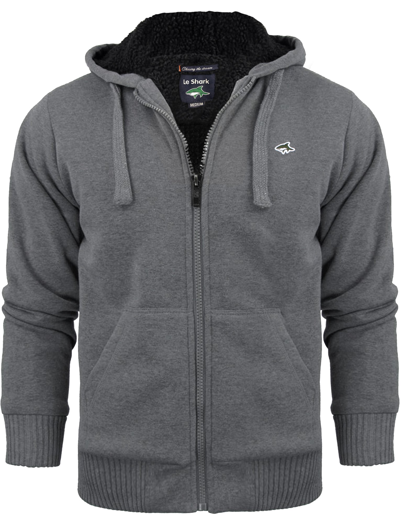 Duchy Sherpa Lined Zip Through Hoodie in Mid Grey Marl Le Shark Tokyo Laundry