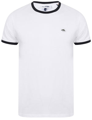 Earl Cotton Jersey Crew Neck Ringer T-Shirt In Bright White - Le Shark