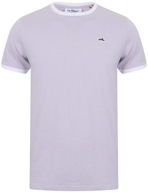 Earl Cotton Jersey Crew Neck Ringer T-Shirt In Languid Lavender - Le Shark