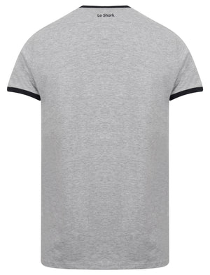 Earl Cotton Jersey Crew Neck Ringer T-Shirt In Light Grey Marl / Black - Le Shark