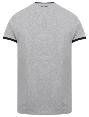 Earl Cotton Jersey Crew Neck Ringer T-Shirt In Light Grey Marl / Black - Le Shark