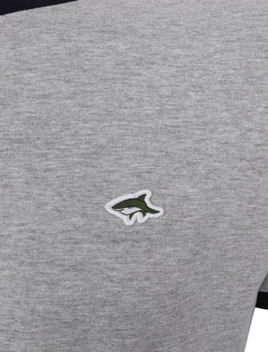 Earl Cotton Jersey Crew Neck Ringer T-Shirt In Light Grey Marl / Black - Le Shark