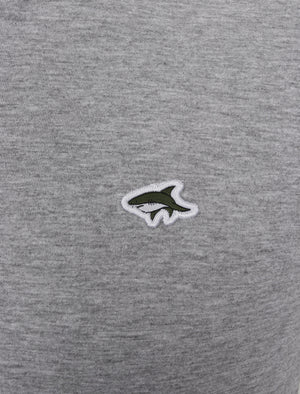 Earl Cotton Jersey Crew Neck Ringer T-Shirt In Light Grey Marl / White - Le Shark