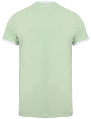 Earl Cotton Jersey Crew Neck Ringer T-Shirt In Silt Green - Le Shark