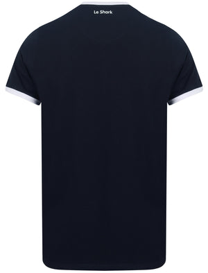 Earl Cotton Jersey Crew Neck Ringer T-Shirt In Sky Captain Navy - Le Shark