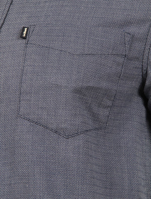 Eastlake Short Sleeve Dobby Cotton Shirt in Deep Blue - Le Shark
