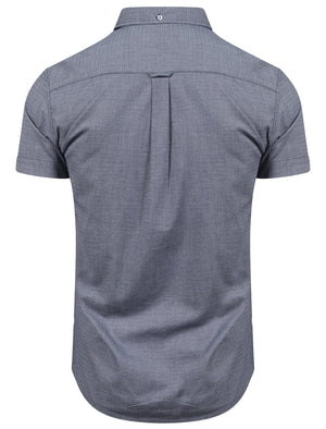 Eastlake Short Sleeve Dobby Cotton Shirt in Slate Blue - Le Shark