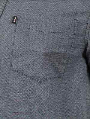 Eastlake Short Sleeve Dobby Cotton Shirt in Slate Blue - Le Shark