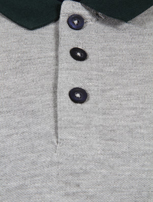 Enderby Contrast Collar Piqué Polo Shirt In Light Grey Marl - Le Shark