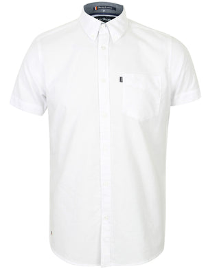 Fresno Short Sleeve Cotton Shirt In Oxford White - Le Shark