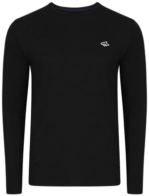 Gifford Crew Neck Long Sleeve Cotton Top in Black - Le Shark