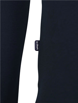 Gilden V Neck Long Sleeve Cotton Top in True Navy - Le Shark