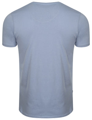 Glasshill Short Sleeve V Neck Cotton T-Shirt in Placid Blue - Le Shark