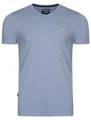 Glasshill Short Sleeve V Neck Cotton T-Shirt in Placid Blue - Le Shark