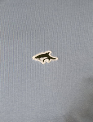 Glasshill Short Sleeve V Neck Cotton T-Shirt in Placid Blue - Le Shark