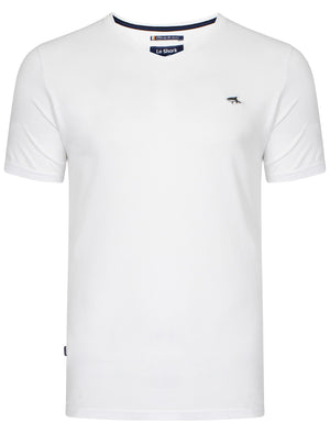 Glasshill Short Sleeve V Neck Cotton T-Shirt in Optic White - Le Shark