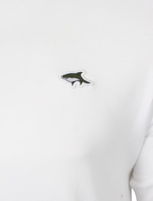 Glasshill Short Sleeve V Neck Cotton T-Shirt in Optic White - Le Shark