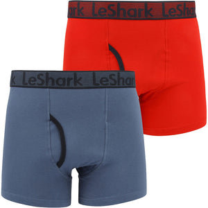 Glasshouse (2 Pack) Sports Boxer Shorts Set in Bijou Blue / Red - Le Shark