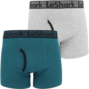 Glasshouse (2 Pack) Sports Boxer Shorts Set in Kingfisher Blue / Grey Marl - Le Shark