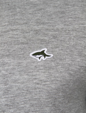 Goodge Henley Long Sleeve Cotton Top in Light Grey Marl - Le Shark