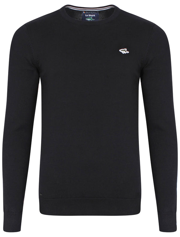 Govenors Crew Neck Knitted Jumper in Dark Navy - Le Shark