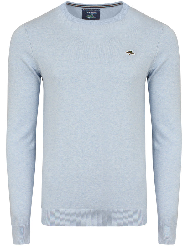 Govenors Crew Neck Knitted Jumper in Light Blue Marl - Le Shark