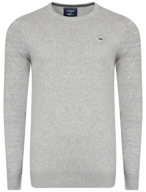 Govenors Crew Neck Jumper in Light Silver Marl - Le Shark