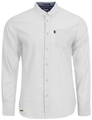 Hartford Cotton Twill Long Sleeve Shirt in Optic White - Le Shark