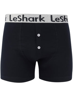 Harv Lake 2 (2 Pack) Boxer Shorts Set in Light Grey Marl / Sky Captain Navy - Le Shark