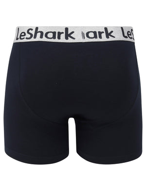 Harv Lake 2 (2 Pack) Boxer Shorts Set in Light Grey Marl / Sky Captain Navy - Le Shark