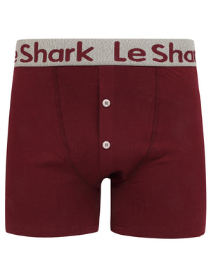 Harv Lake (2 Pack) Boxer Shorts Set in Oxblood / Light Grey Marl - Le Shark