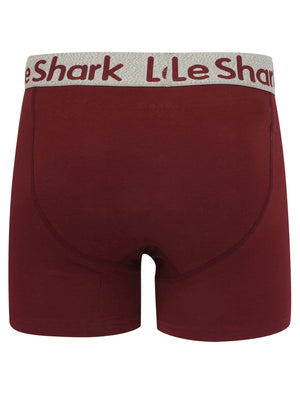Harv Lake (2 Pack) Boxer Shorts Set in Oxblood / Light Grey Marl - Le Shark