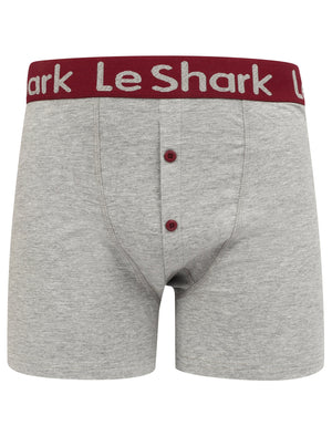 Harv Lake (2 Pack) Boxer Shorts Set in Oxblood / Light Grey Marl - Le Shark