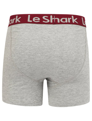 Harv Lake (2 Pack) Boxer Shorts Set in Oxblood / Light Grey Marl - Le Shark