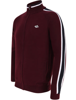 Hemmings Zip Up Funnel Neck Cardigan with Stripes in Port Royale - Le Shark