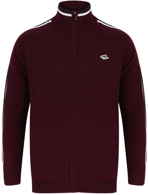 Hemmings Zip Up Funnel Neck Cardigan with Stripes in Port Royale - Le Shark