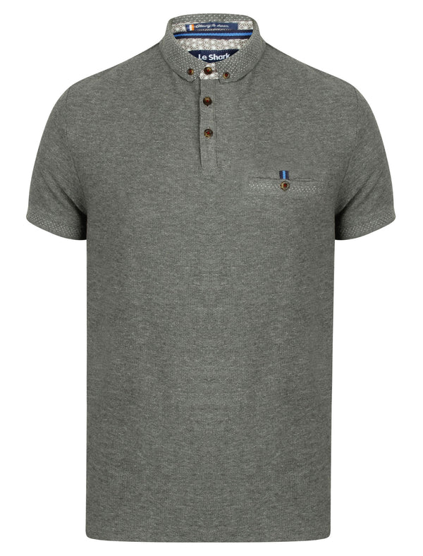 Highway Polo Shirt with Chest Pocket in Mid Grey Marl - Le Shark