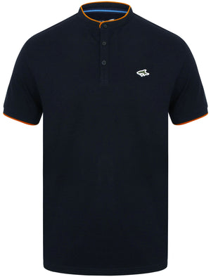 Hillrise Collarless Polo Shirt in True Navy - Le Shark