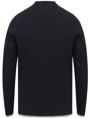 Hinault Textured Cotton Knit Jumper with Tipping In Sky Captain Navy - Le Shark