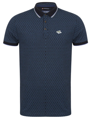 Hocking Printed Cotton Polo Shirt in Bleached Denim - Le Shark